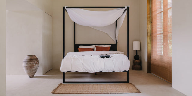 Afbeelding styling stalen hemelbed Bedframe °02 + board Black / Zwart Robuust Amsterdam