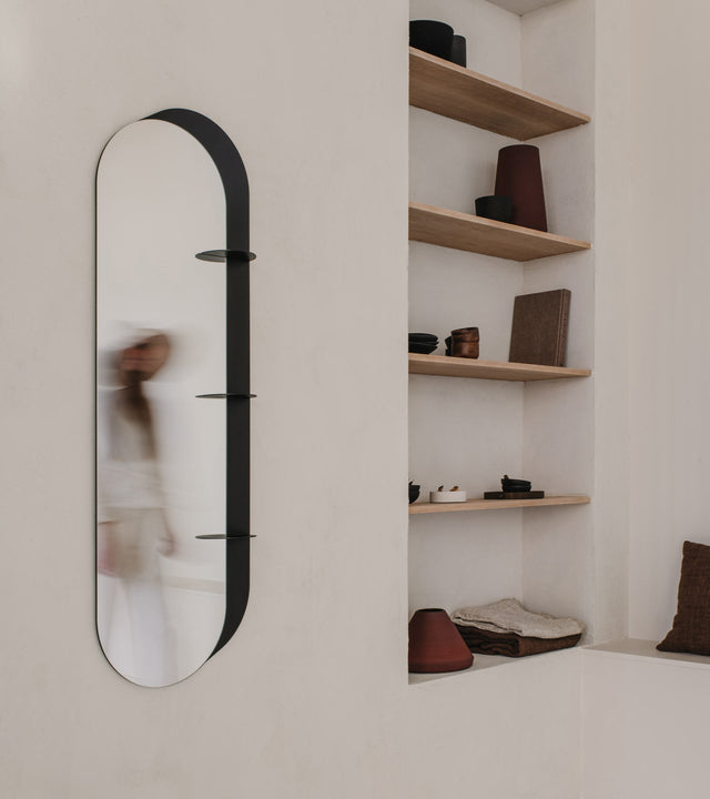 Afbeelding front sfeerbeeld wandspiegel Mirror °02 in Black / Zwart