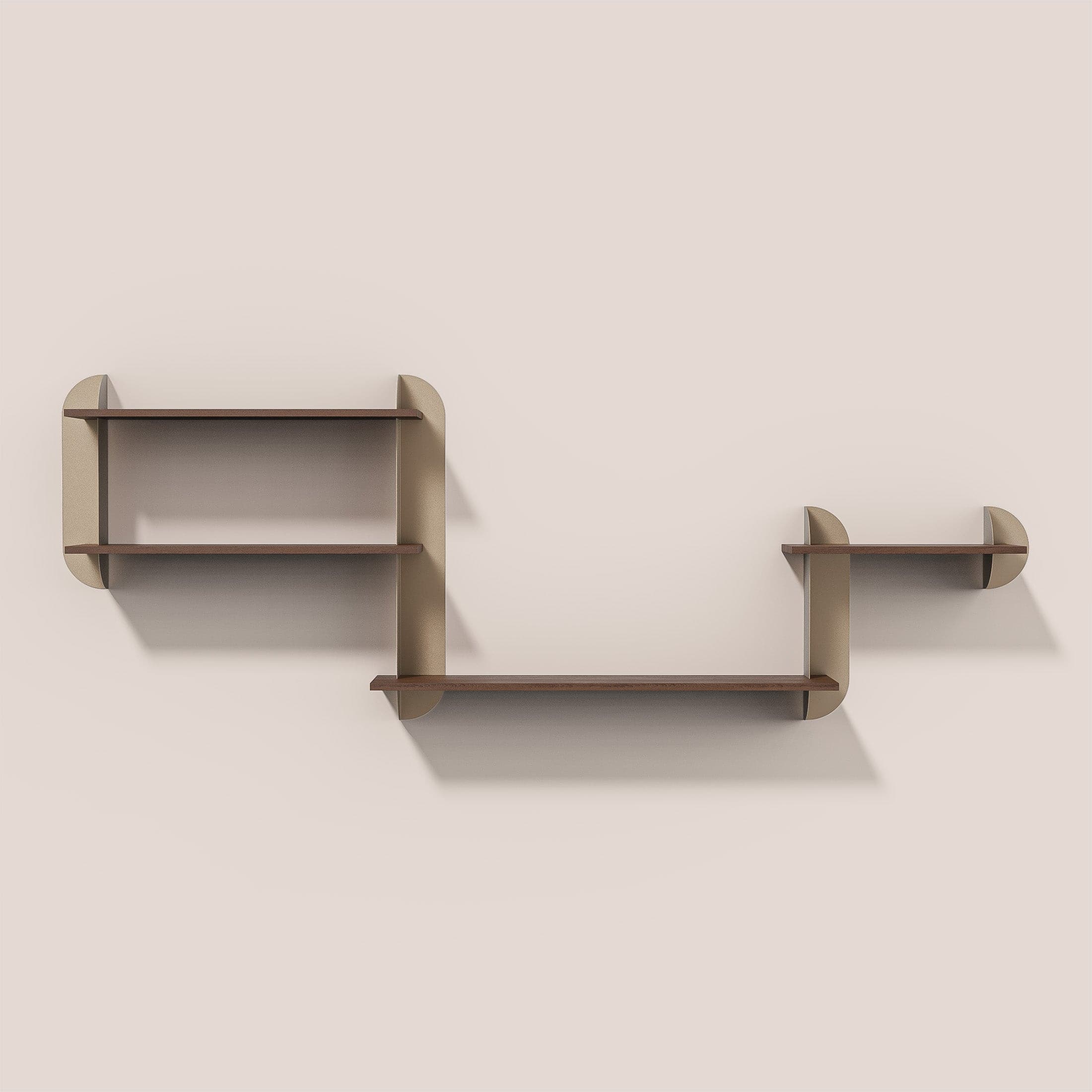 render muurschap type 3 beige staal en donker hout - robuust amsterdam