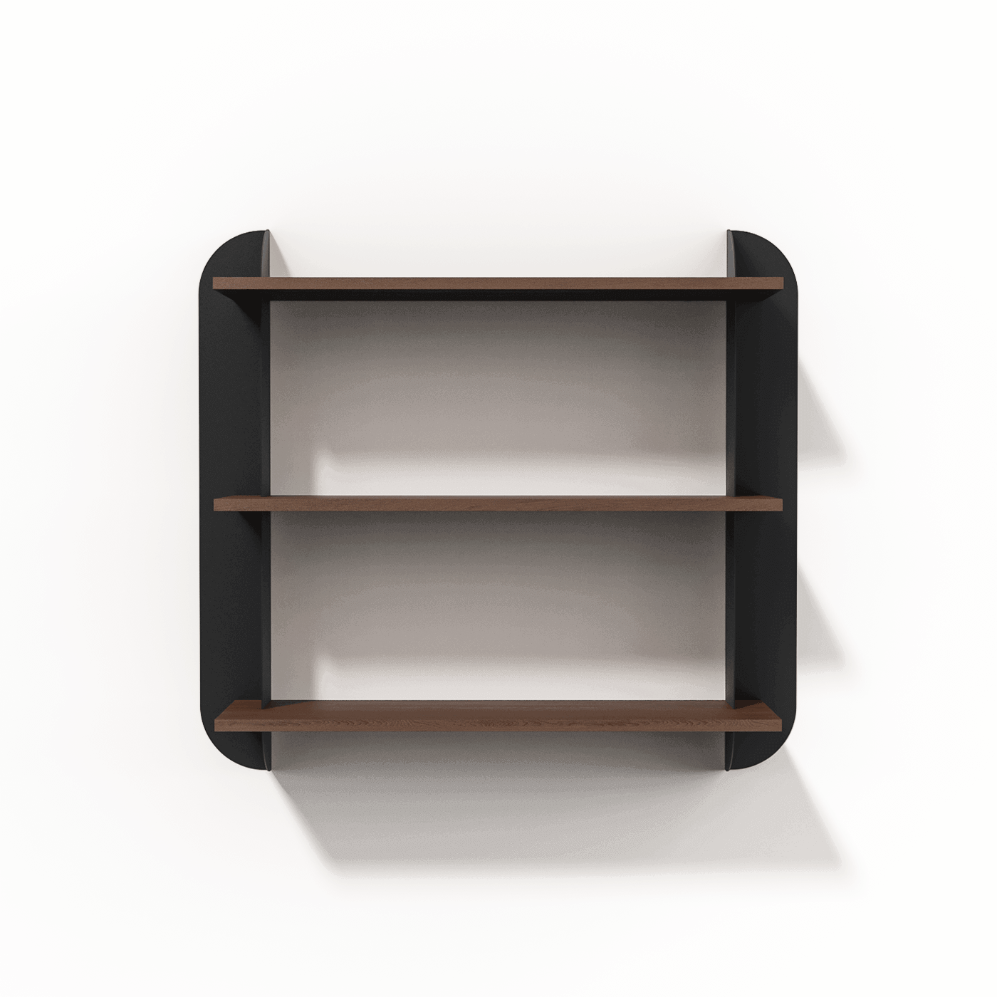 render wandplank type 1 zwart staal en donker hout drie planken - robuust amsterdam