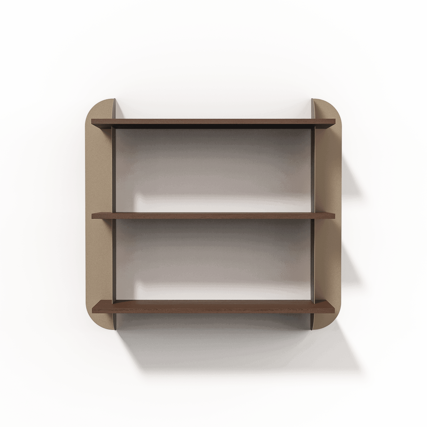 render wandplank type 1 beige staal en donker hout drie planken - robuust amsterdam