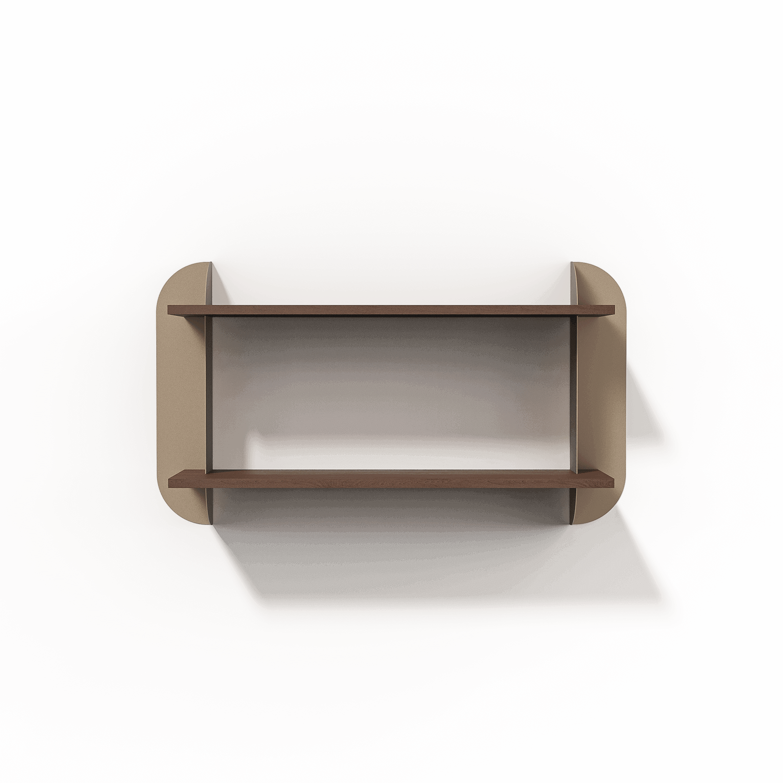 render wandplank type 1 beige staal en donker hout twee planken - robuust amsterdam